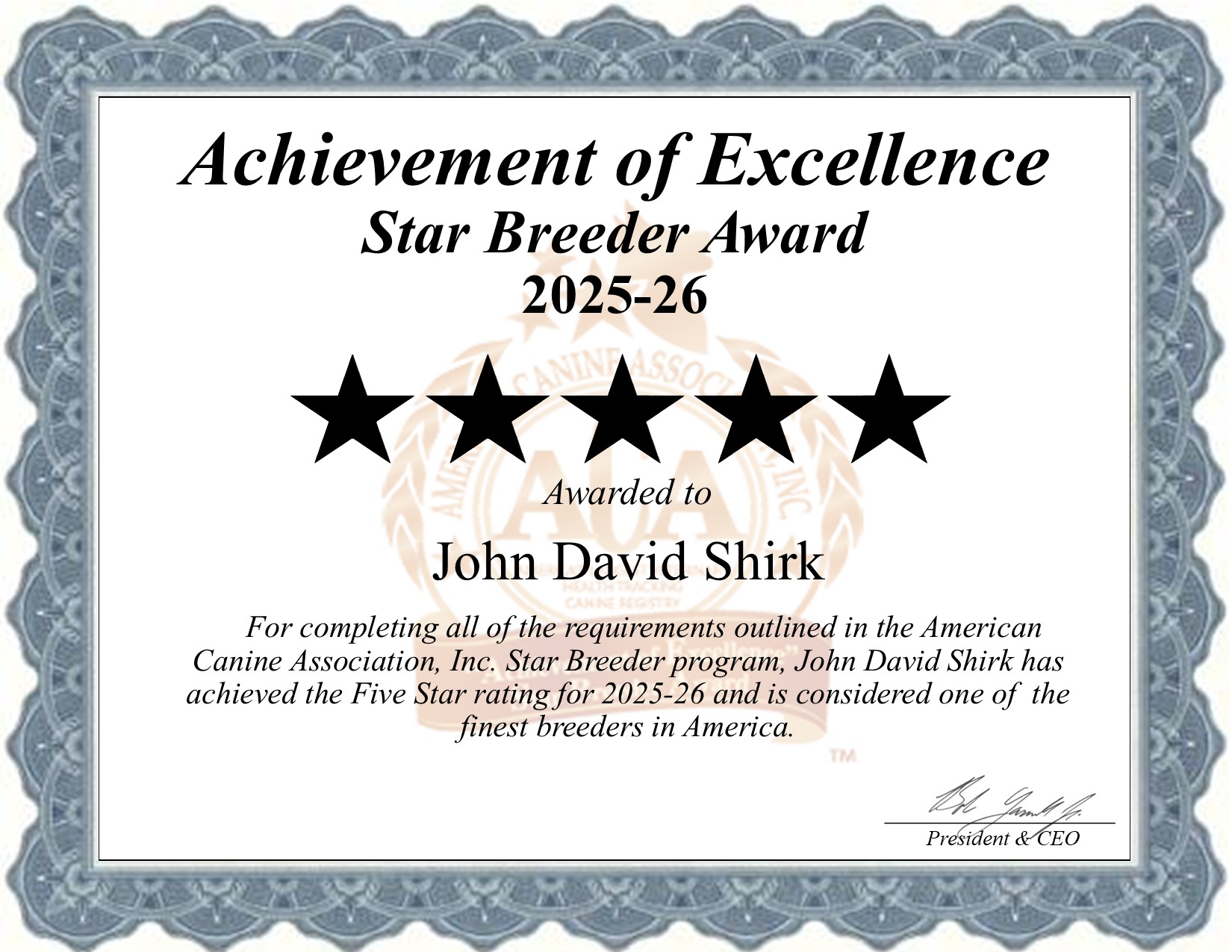 John David, Shirk, dog, breeder, star, certificate, John David-Shirk, Penn Yan, NY, New York, puppy, dog, kennels, mill, puppymill, usda, 5-star, aca, ica, registered, Dachshund